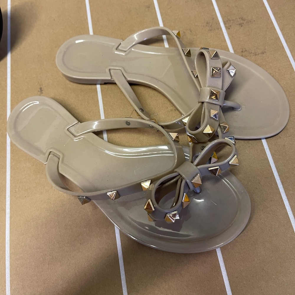 Nude Studded Jelly Sandals